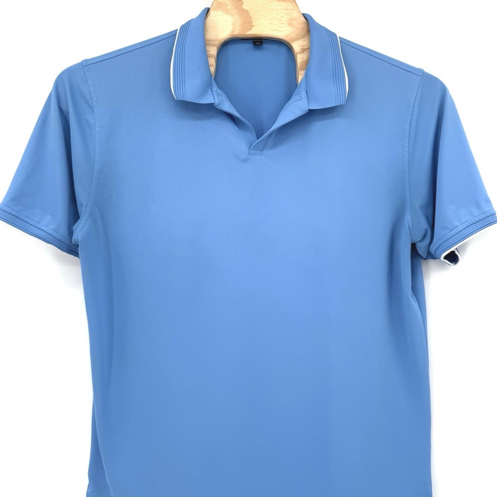 Peter Millar Polo Shirt Mens XXL Blue Crown Crafted Performance Tipped Open Neck